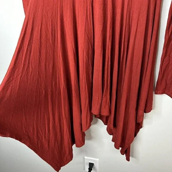 Peruvian Connection Red Knit Long Sleeve Asymmetric Lagenlook Tunic Dress S - Picture 5 of 13